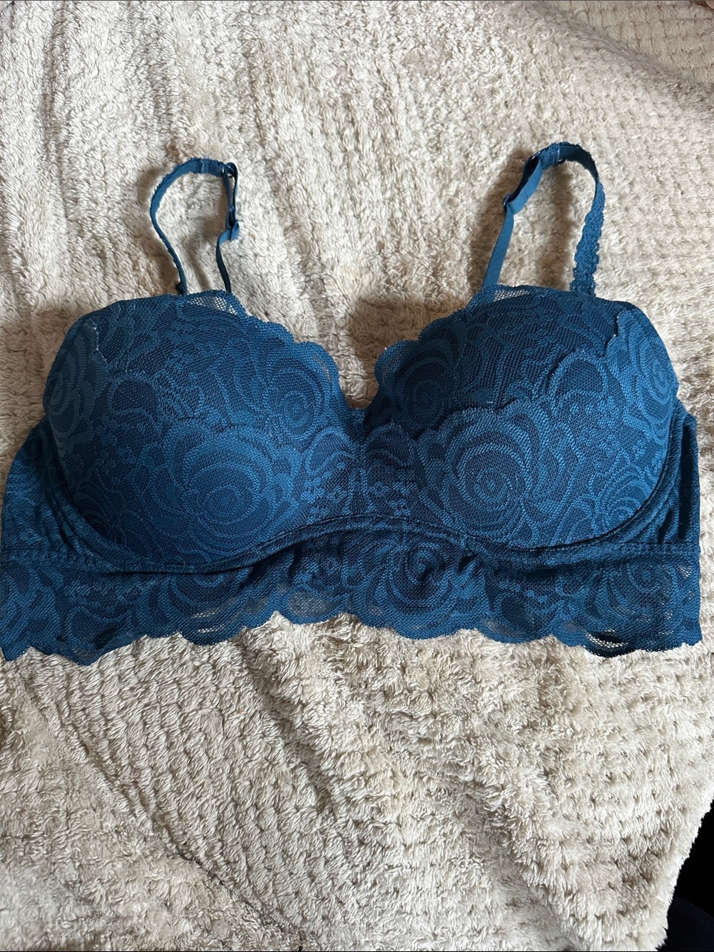 PINK Victoria's Secret Teal Lace Longline Bra